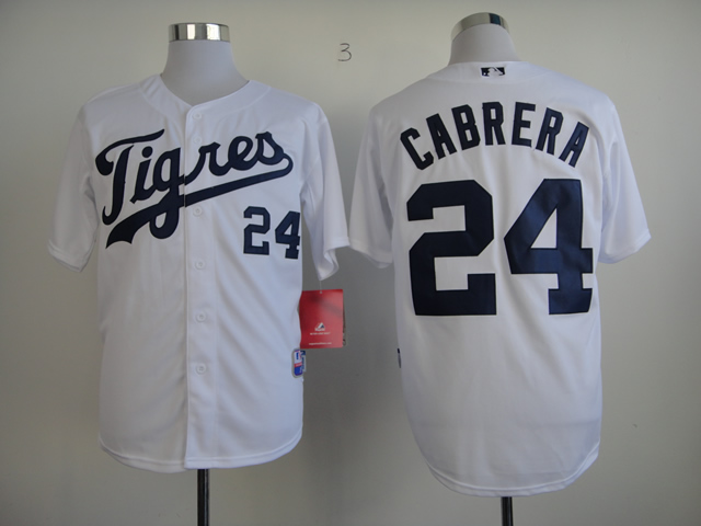 Men Detroit Tigers #24 Cabrera White MLB Jerseys1